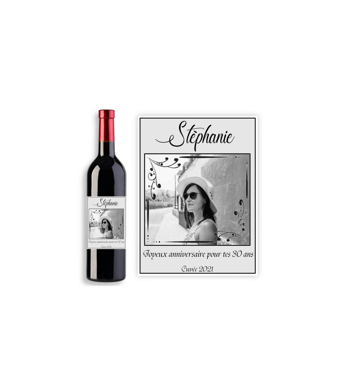 Étiquette vin personnalisée anniversaire avec photo - Qualité LabelPix