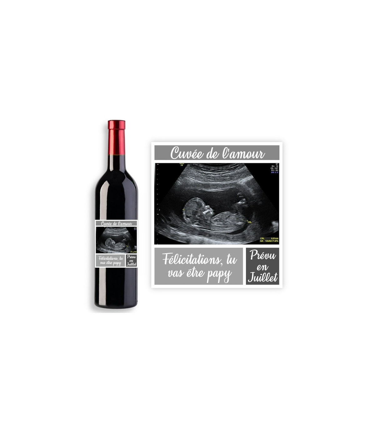 Etiquettes de vin annonce grossesse
