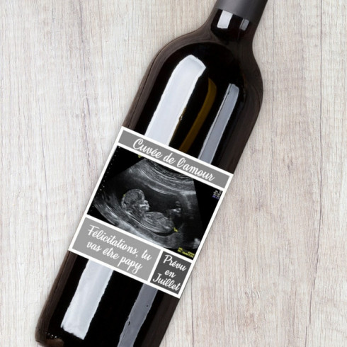 Annonce grossesse à imprimer à la maison, étiquette bouteille vin rouge