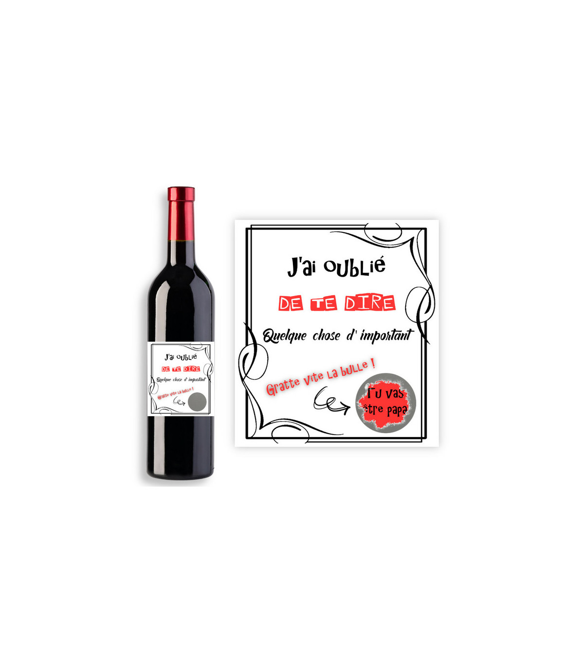 Etiquette de vin personnalisée pour bouteille de vin rouge o